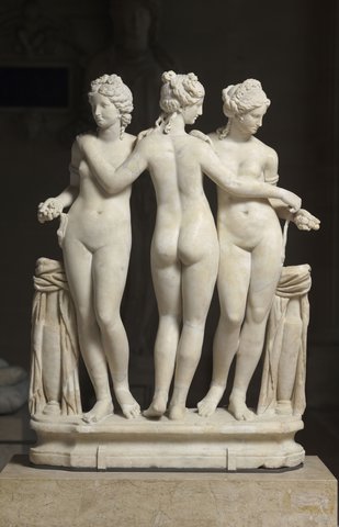 las tres gracias roma colina de celio villa cornovaglia antes de 1608 siglo i ii dc marmol coleccion borghese musee